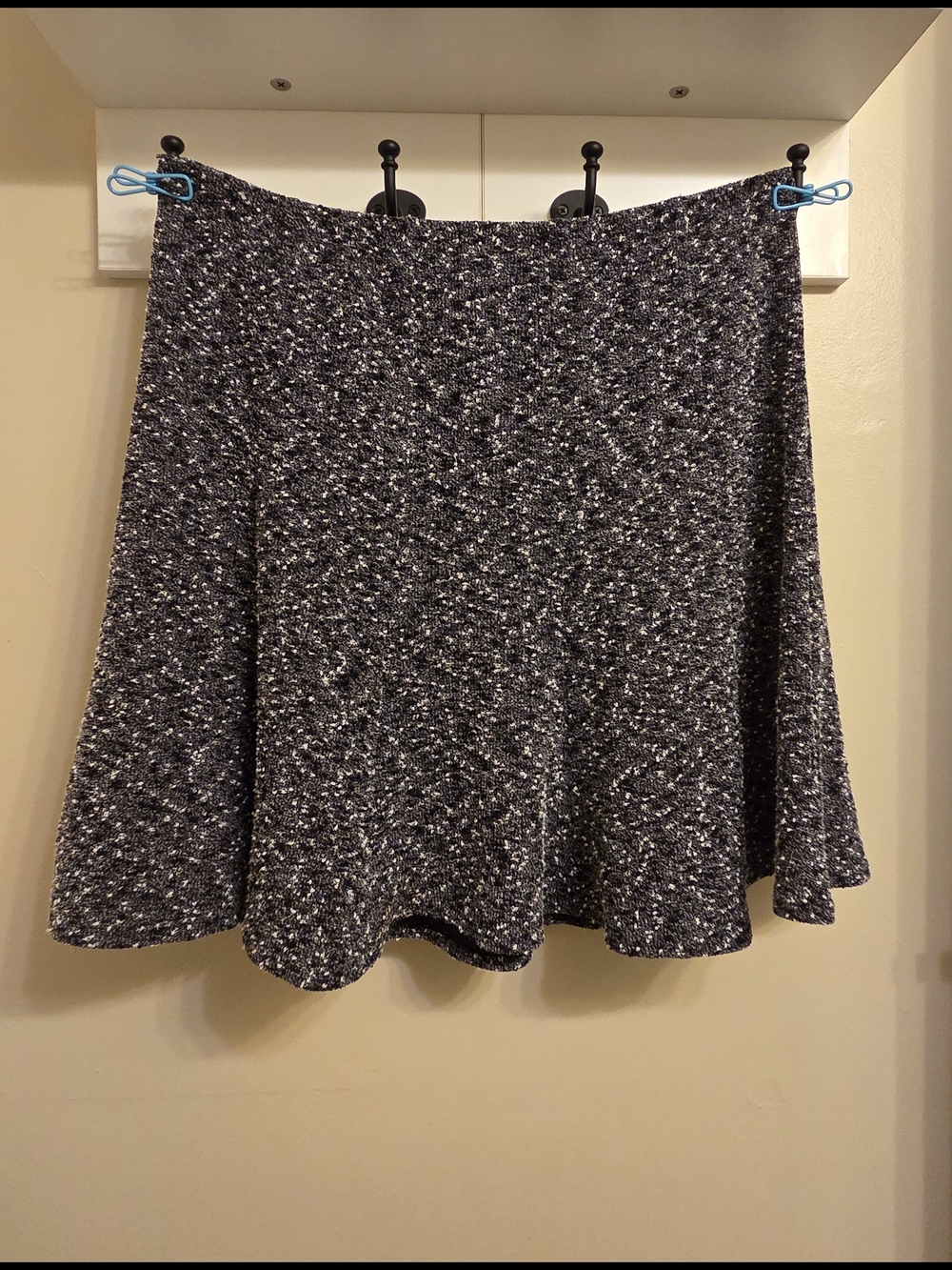 Dressbarn Black & White Tweed Knit Flared Circle Skirt XL Dark Academia Office